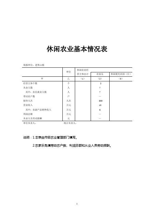 休闲农业基本情况表