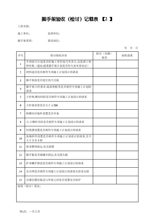 脚手架验收记录