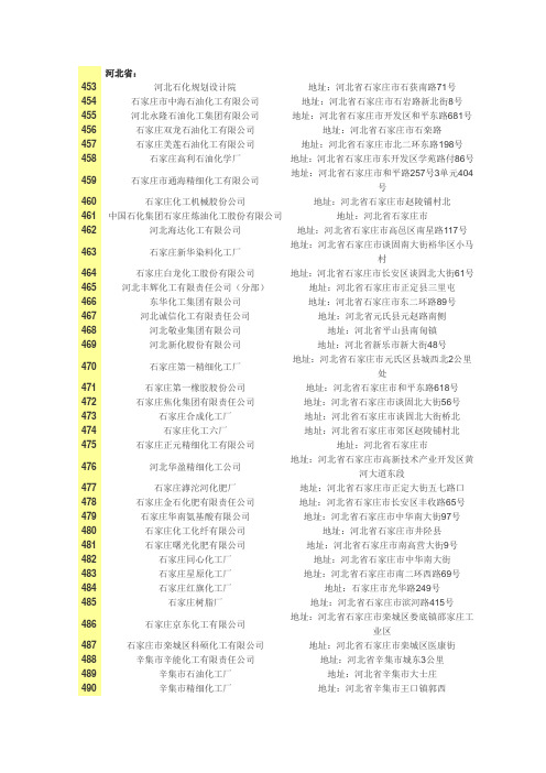 天津河北石化企业名单