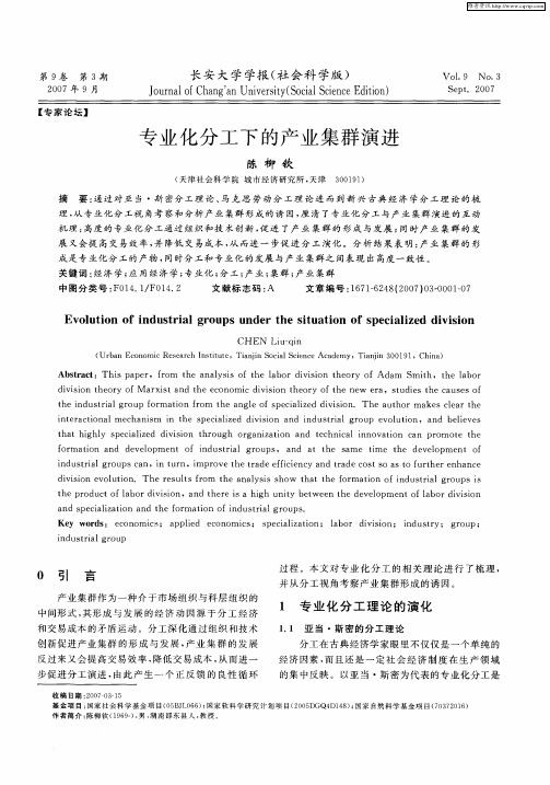 专业化分工下的产业集群演进
