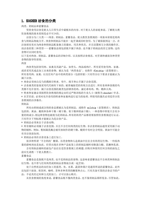 KOSHER的认知