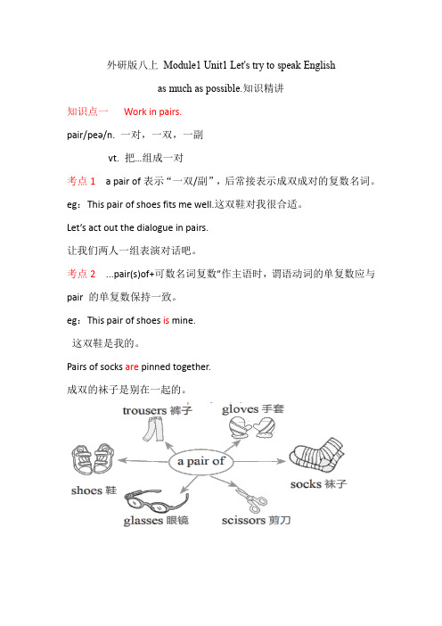 外研版八上 Module1 Unit1 知识点精讲