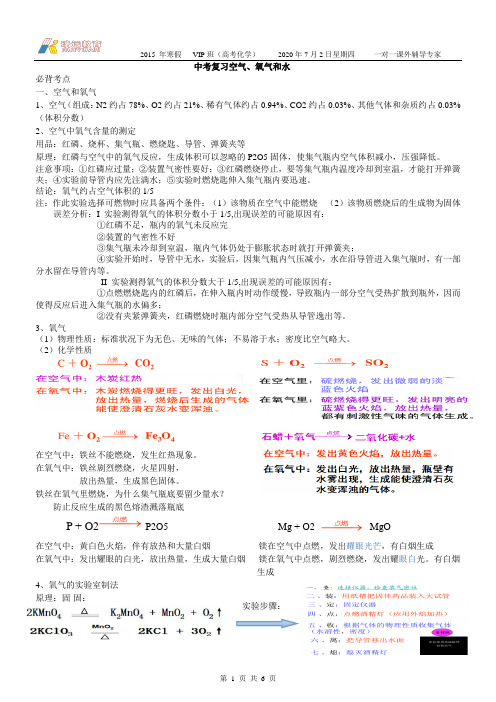 中考复习空气、氧气和水