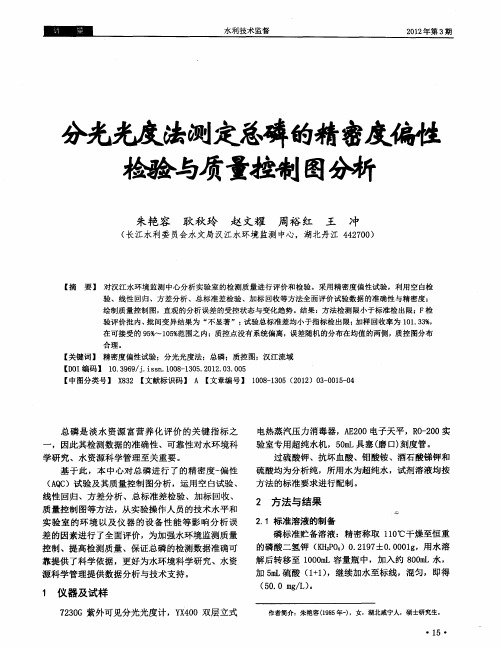 分光光度法测定总磷的精密度偏性检验与质量控制图分析