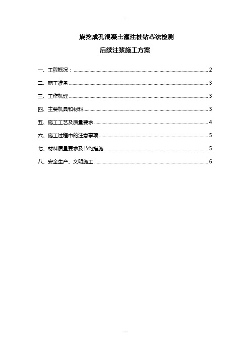 旋挖成孔砼灌注桩抽芯后注浆施工方案