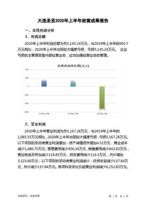 大连圣亚2020年上半年经营成果报告