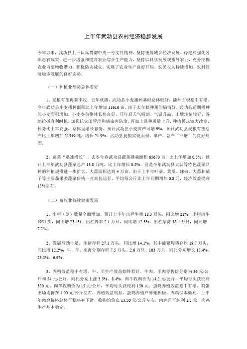 上半年武功县农村经济稳步发展