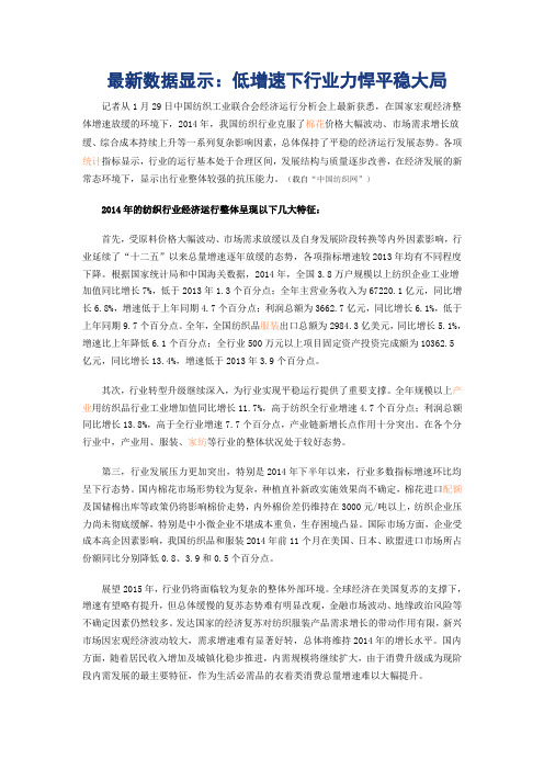 2014年纺织行业相关数据