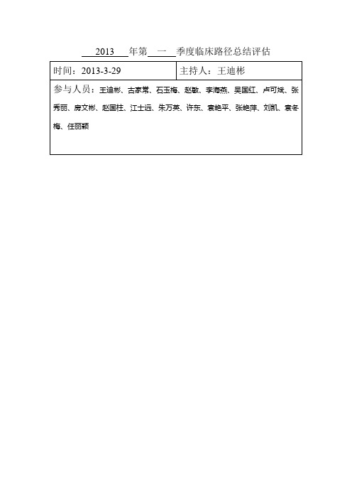 2013年第一季度临床路径总结评估