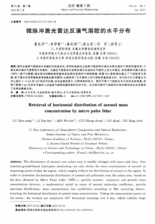 微脉冲激光雷达反演气溶胶的水平分布