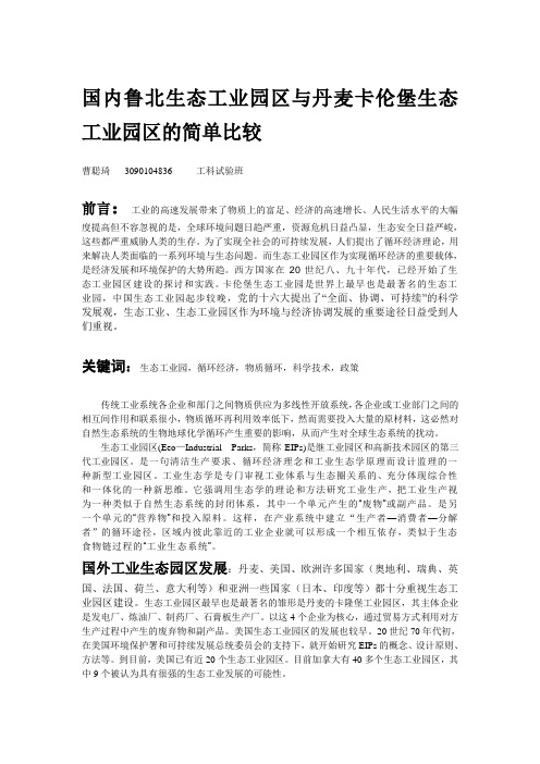 国内鲁北生态工业园区与丹麦卡伦堡生态工业园区的简单比较