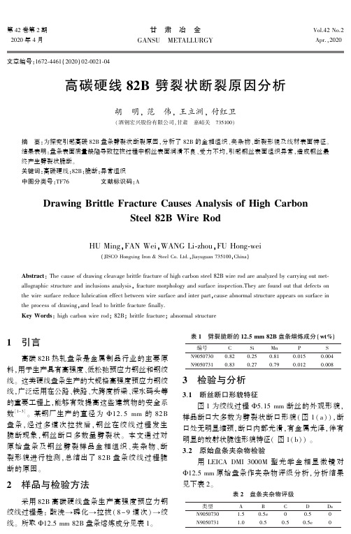 高碳硬线82b 劈裂状断裂原因分析