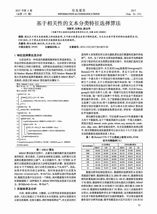 基于相关性的文本分类特征选择算法