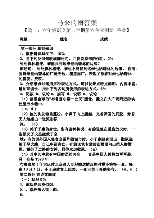 马来的雨答案