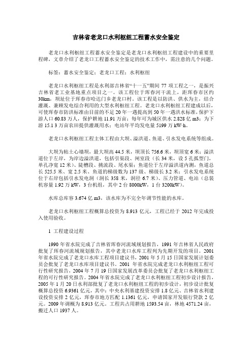 吉林省老龙口水利枢纽工程蓄水安全鉴定