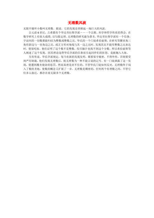 小学数学 数学故事 无理数风波