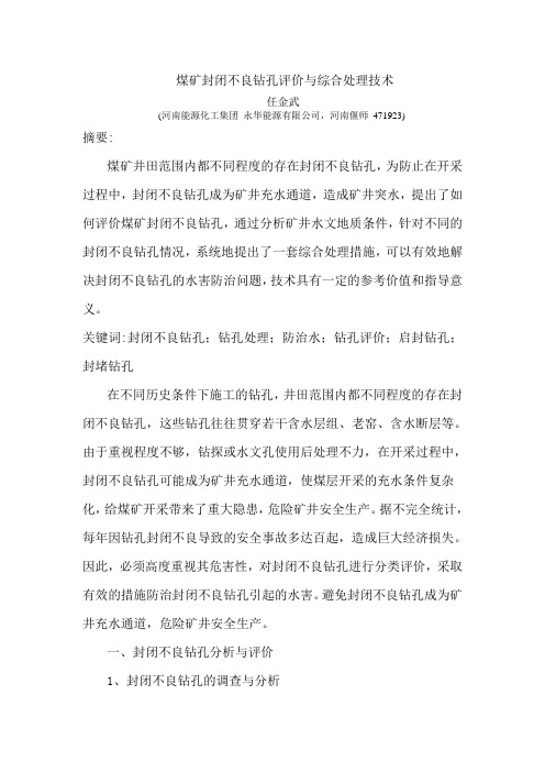 煤矿封闭不良钻孔评价与综合处理技术