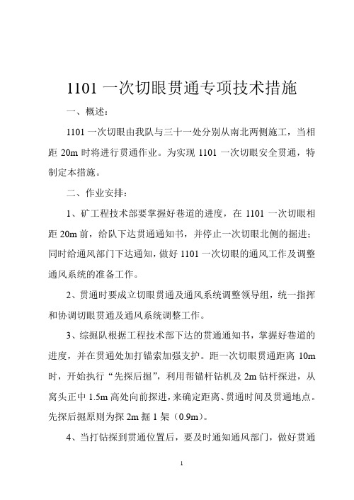 1101新一次切眼贯通专项技术措施