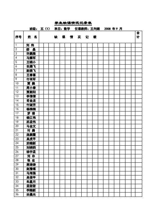 学生缺课情况记录表
