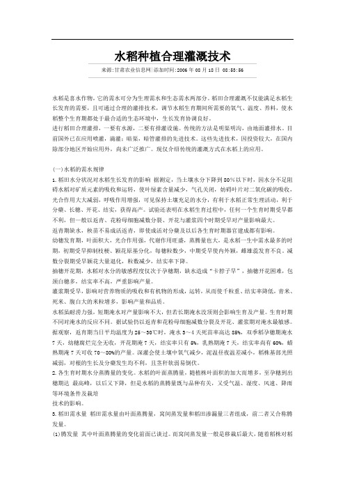 水稻种植合理灌溉技术