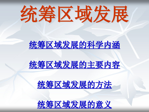 中国区域发展的统筹