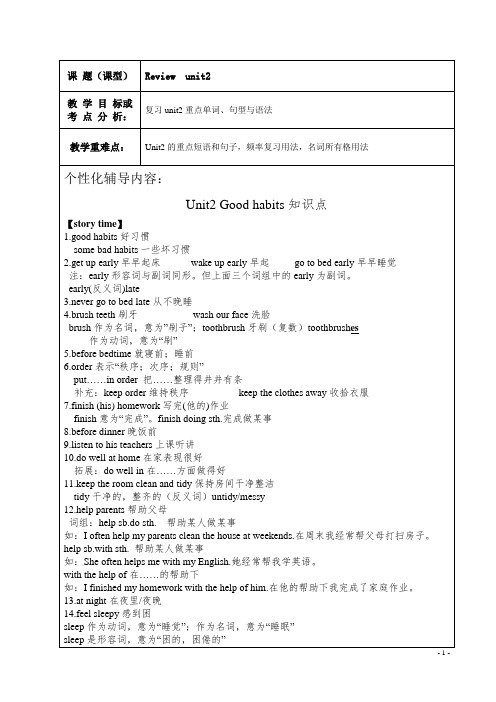 (完整word版)译林小学英语六年级下6Bunit2知识点与练习,推荐文档