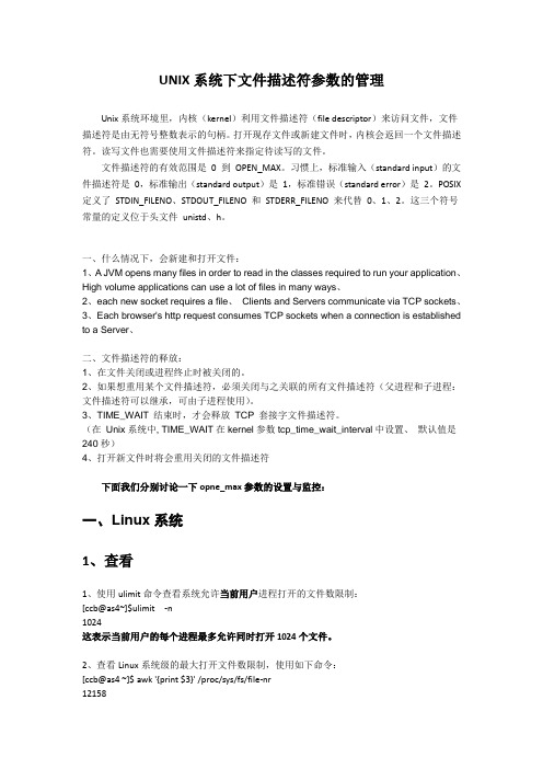 UNIX系统下文件描述符参数的管理