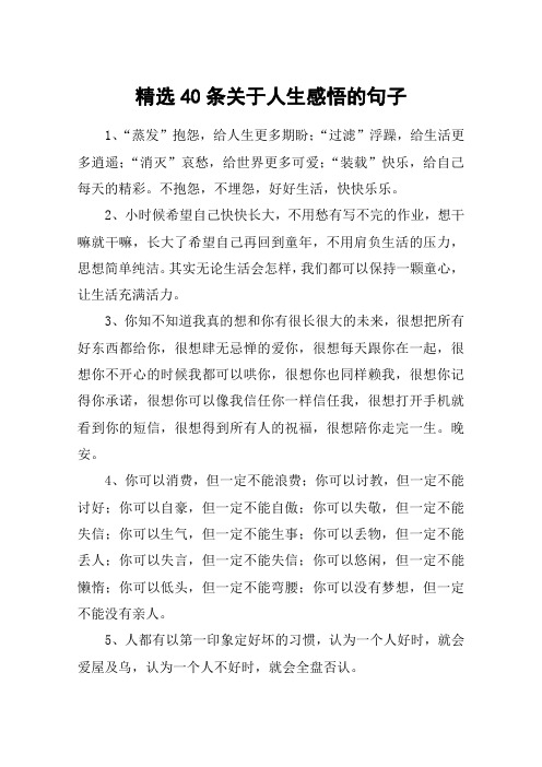 精选40条关于人生感悟的句子