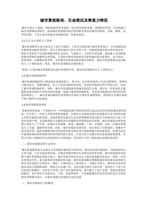城市景观格局、生态效应及恢复力特征