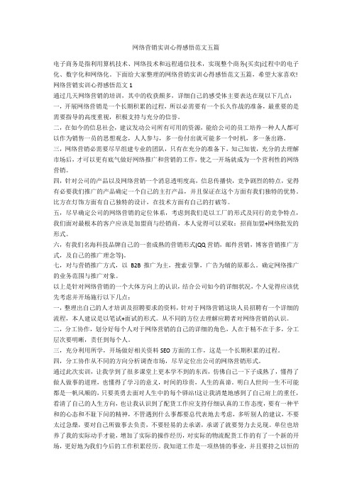 网络营销实训心得感悟范文五篇