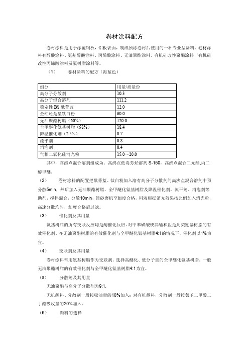 卷材涂料配方