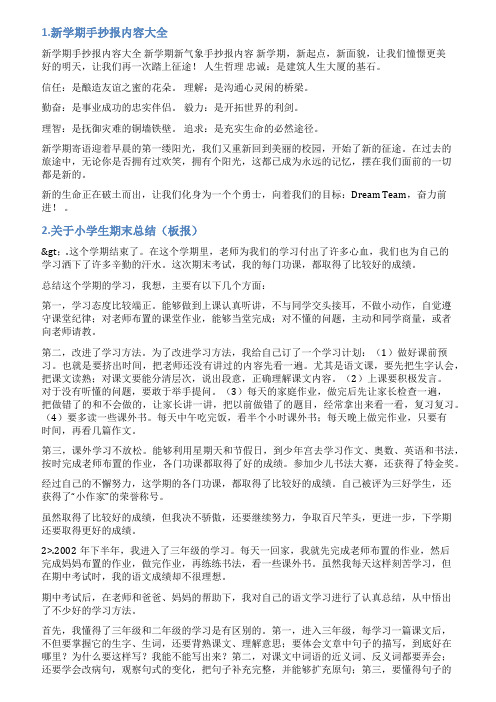 学期总结手抄报
