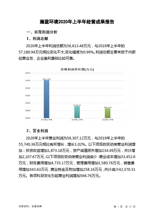 瀚蓝环境2020年上半年经营成果报告