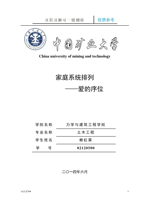 家庭系统排位(仅供借鉴)