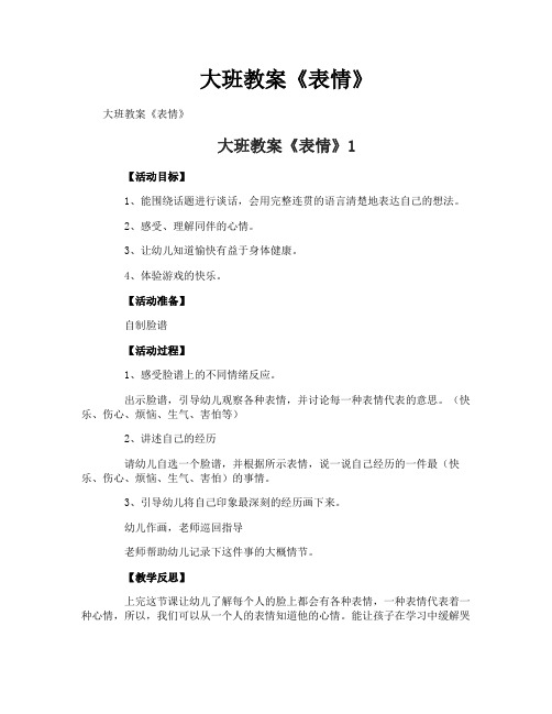 大班教案《表情》