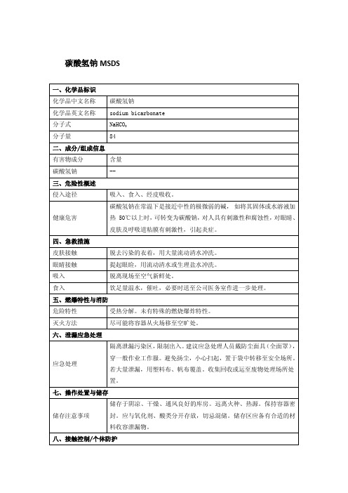碳酸氢钠MSDS