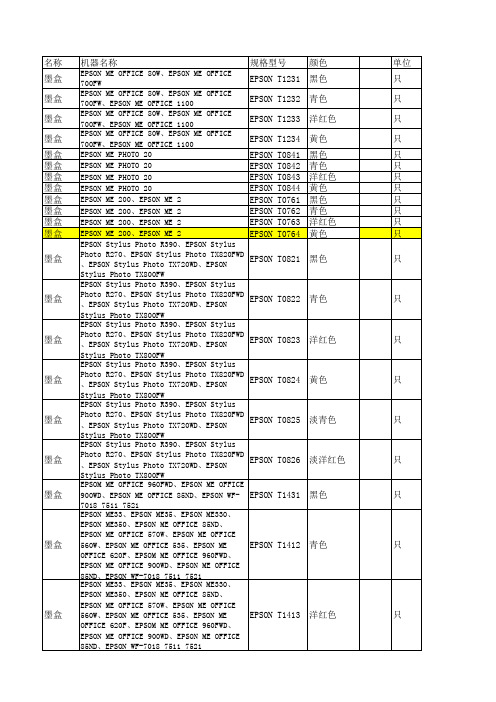 爱普生耗材打印机型号对照表