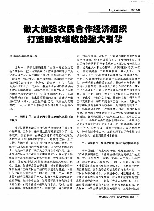 做大做强农民合作经济组织 打造助农增收的强大引擎