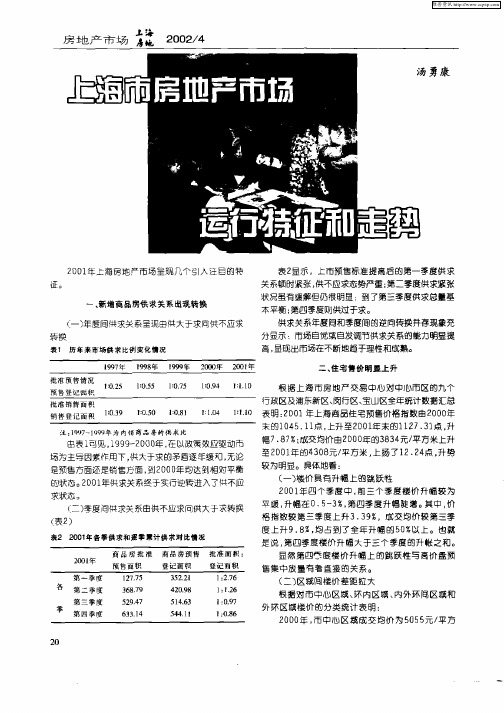 上海市房地产市场运行特征和走势