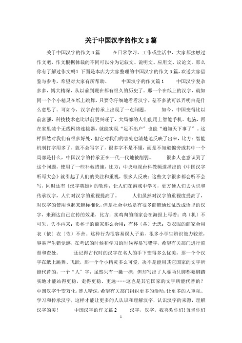 关于中国汉字的作文3篇