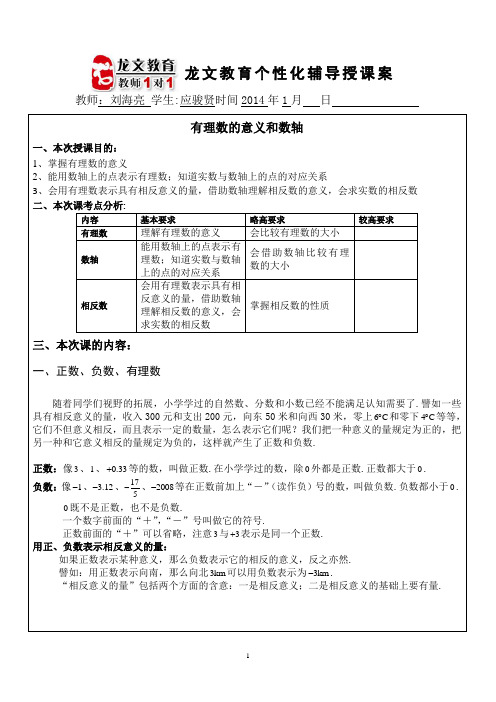 有理数的意义和数轴