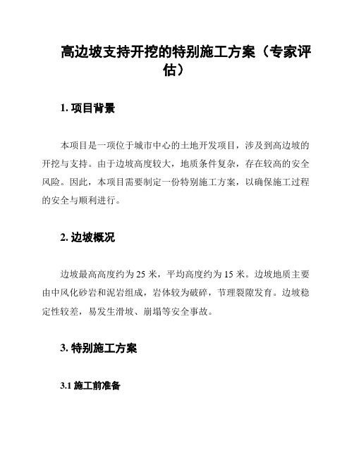 高边坡支持开挖的特别施工方案(专家评估)