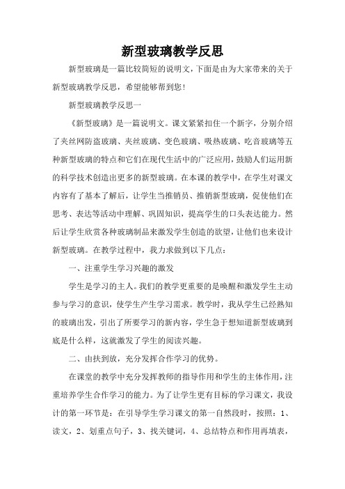 新型玻璃教学反思(标准版)