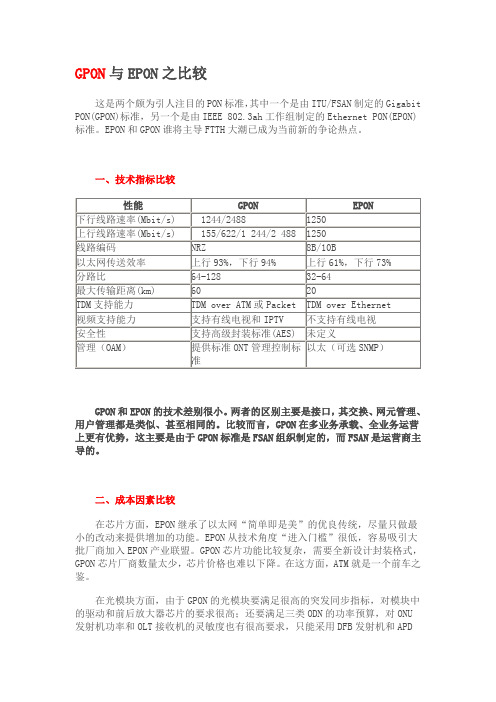 GPON与EPON的区别