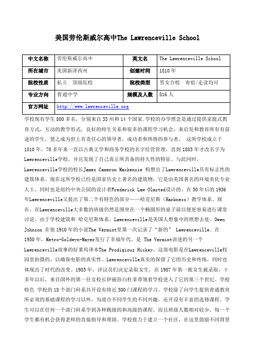 【美高网】美国劳伦斯威尔高中The Lawrenceville School