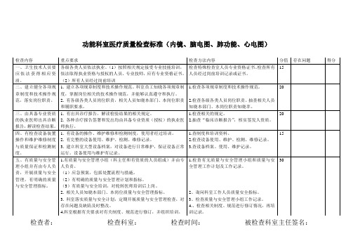 功能科室医疗质量检查标准