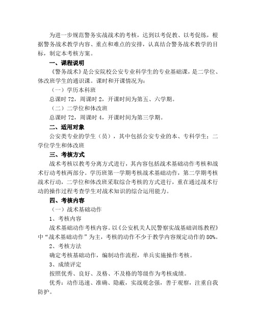 为进一步规范警务实战战术的考核标准