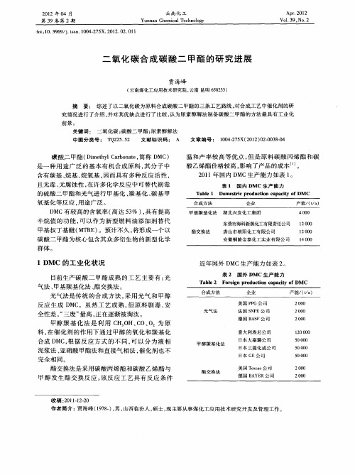 二氧化碳合成碳酸二甲酯的研究进展