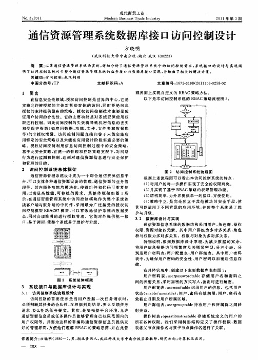 通信资源管理系统数据库接口访问控制设计
