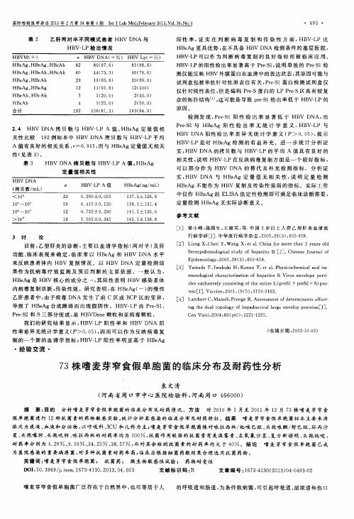 73株嗜麦芽窄食假单胞菌的临床分布及耐药性分析